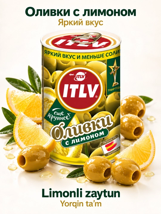 Yashil zaytun ITLV limon bilan to'ldirilgan, 314 ml - 