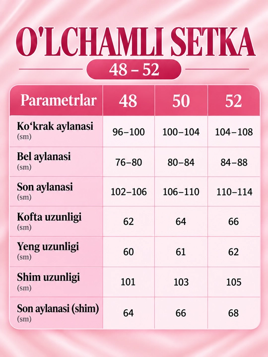 Uch qismdan iborat ayollar kostyumi, har kunlik qulay tanlov