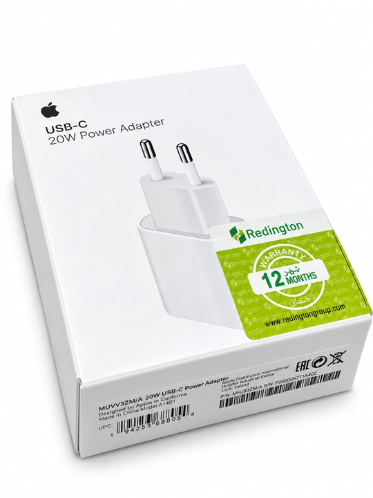Apple USB-C 20W Power Adapter A2344, tezkor zaryadlovchi adapter, EU 2-pin, oq