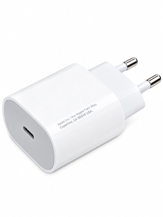 Apple USB-C 20W Power Adapter A2344, tezkor zaryadlovchi adapter, EU 2-pin, oq