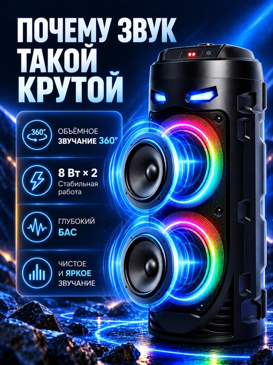 Колонка, караоке колонка, портативная акустика, беспроводная колонка, колонка с микрофоном