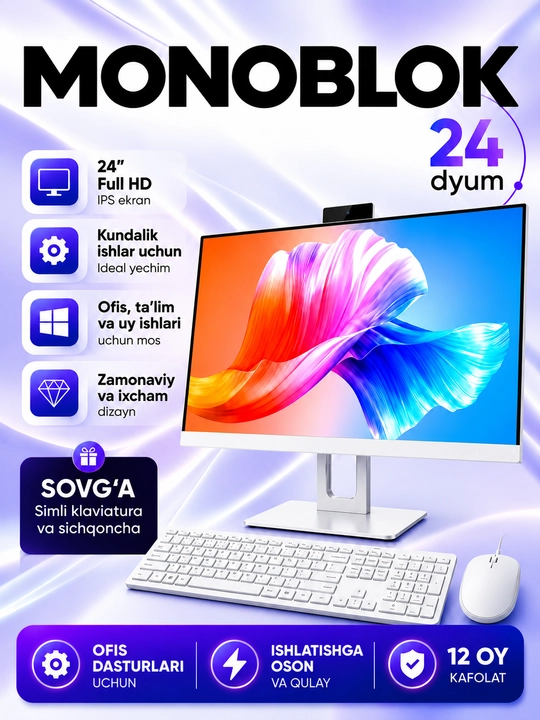Ofis Monobloki  Intel Core I3 i5, 8GB DDR3, SSD 128GB, 24" Full HD - 
