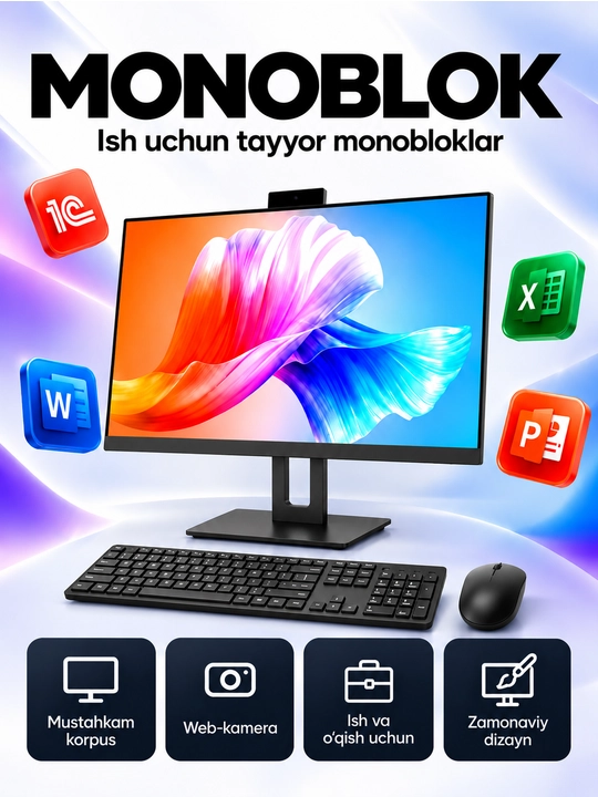 Ofis Monobloki  Intel Core I3 i5, 8GB DDR3, SSD 128GB, 24" Full HD