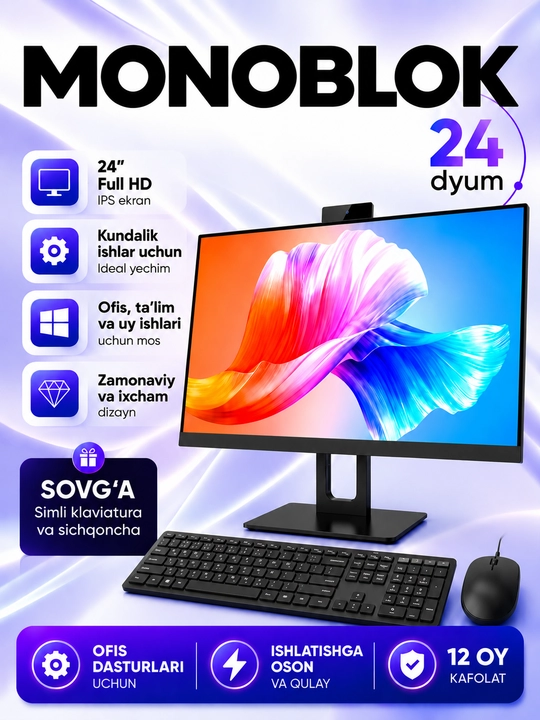 Ofis Monobloki  Intel Core I3 i5, 8GB DDR3, SSD 128GB, 24" Full HD - 