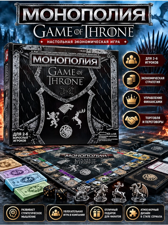 Настольная игра «Монополия» Game of Thrones — экономическая стратегия для 2–6 игроков - 