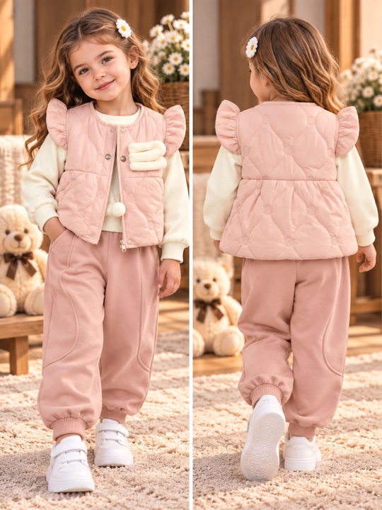 Комплект для девочек, жилет, кофта, брюки 1-5 лет