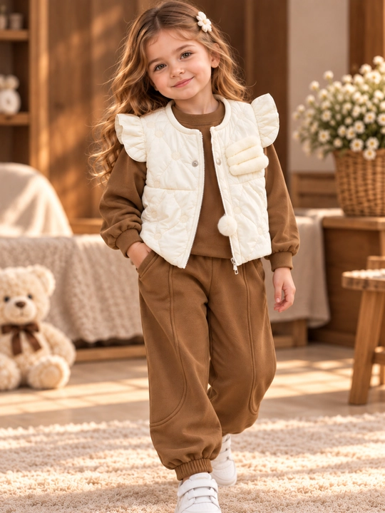 Комплект для девочек, жилет, кофта, брюки 1-5 лет