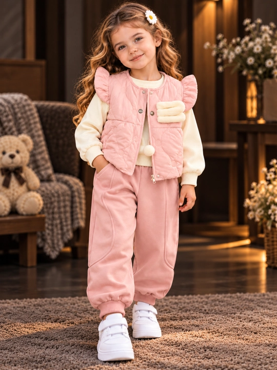 Комплект для девочек, жилет, кофта, брюки 1-5 лет