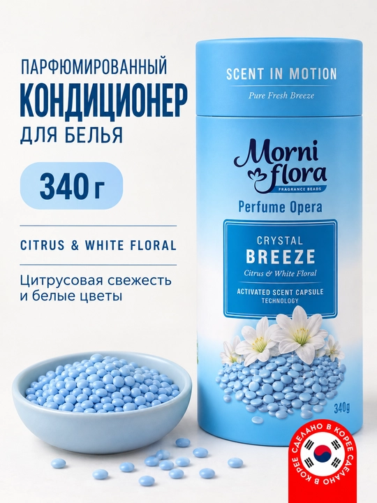 Morni Flora Perfume Opera,340 г — ароматические гранулы для стирки,приятный стойкий аромат - 