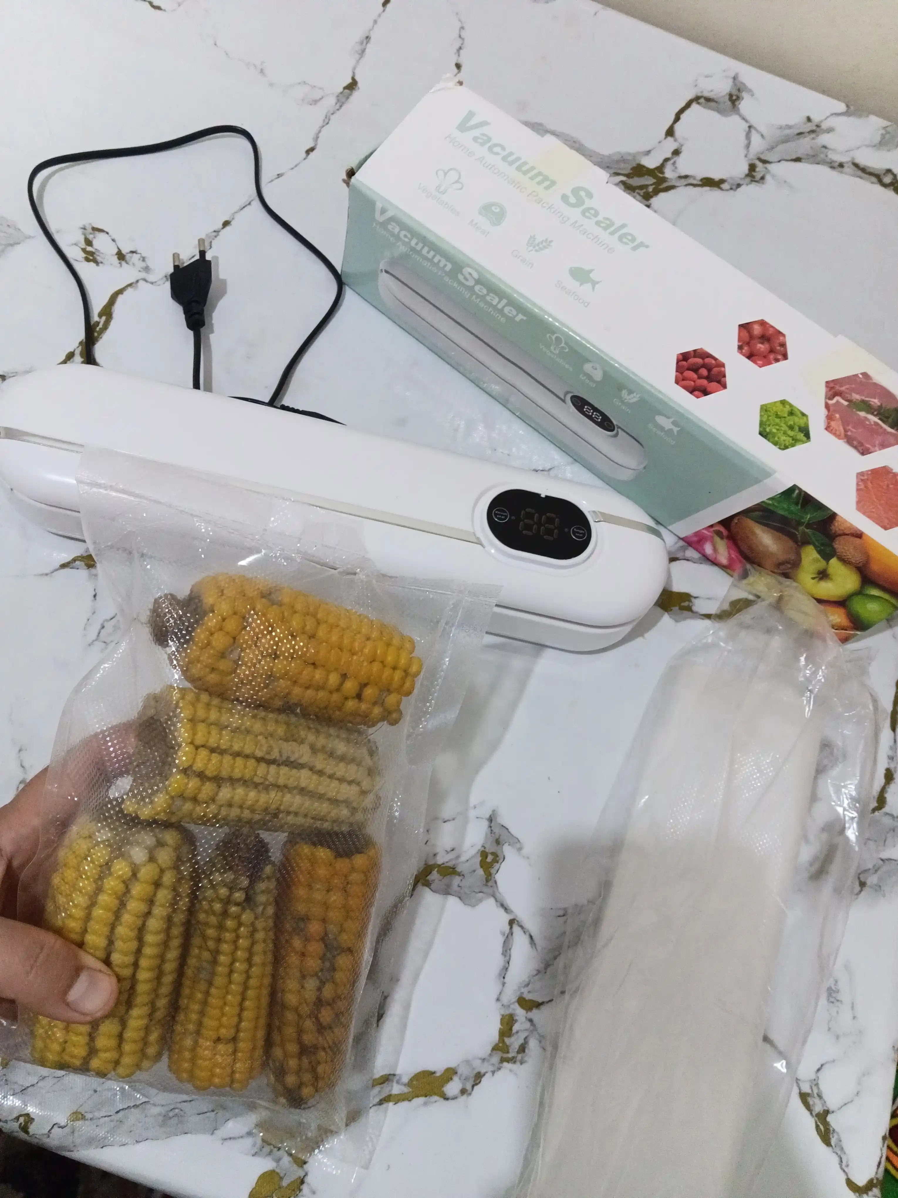 Вакуумный упаковщик, вакууматор для продуктов + 10 пакетов, мощный, вакууматор