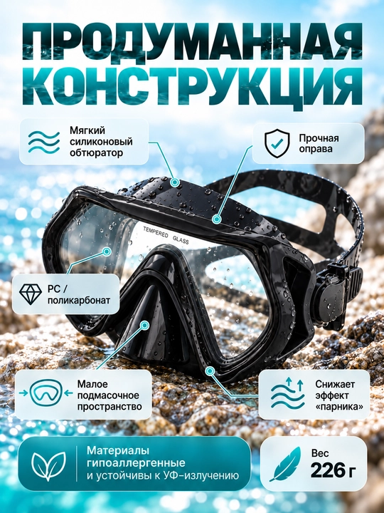 Маска для плавания и снорклинга, подводная маска для детей и взрослых