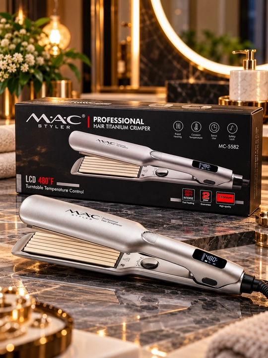 MAC Styler MC-5582 Плойка-гофре для волос, LCD, Titanium, 480°F