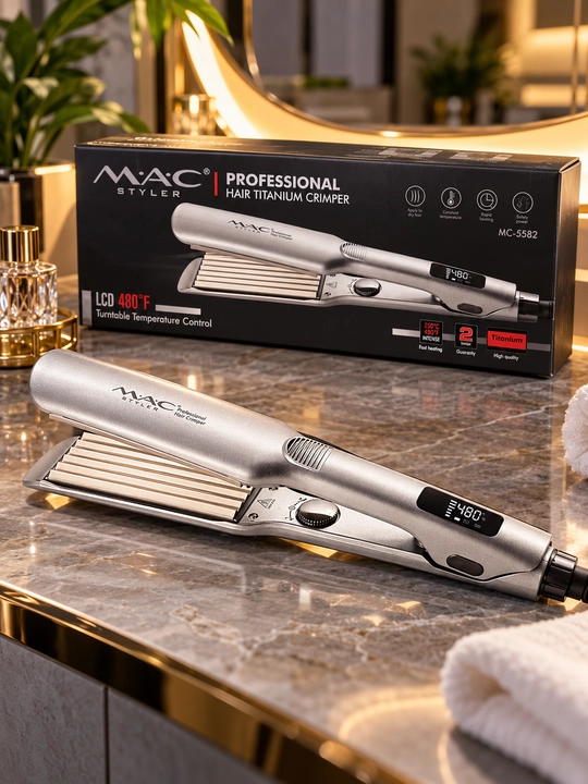 MAC Styler MC-5582 Плойка-гофре для волос, LCD, Titanium, 480°F