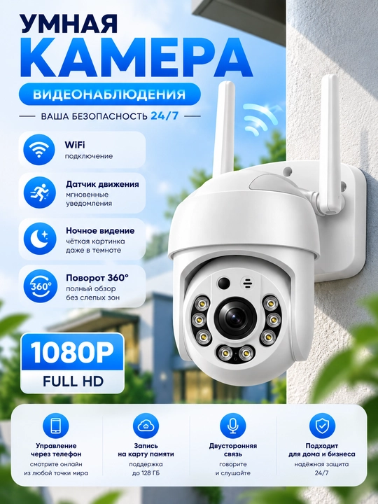 Камера видеонаблюдения, Умная Wi-Fi камера, камера 360 Full HD