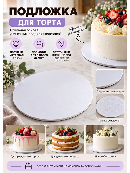 Подложка для торта, белый - 