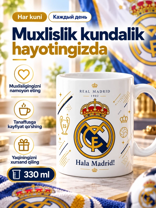 Futbol logotipli bakal krujka – Real Madrid, Barcelona, Arsenal - 