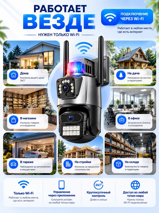 Камера видеонаблюдения, Умная Wi-Fi камера, камера 360 Full HD