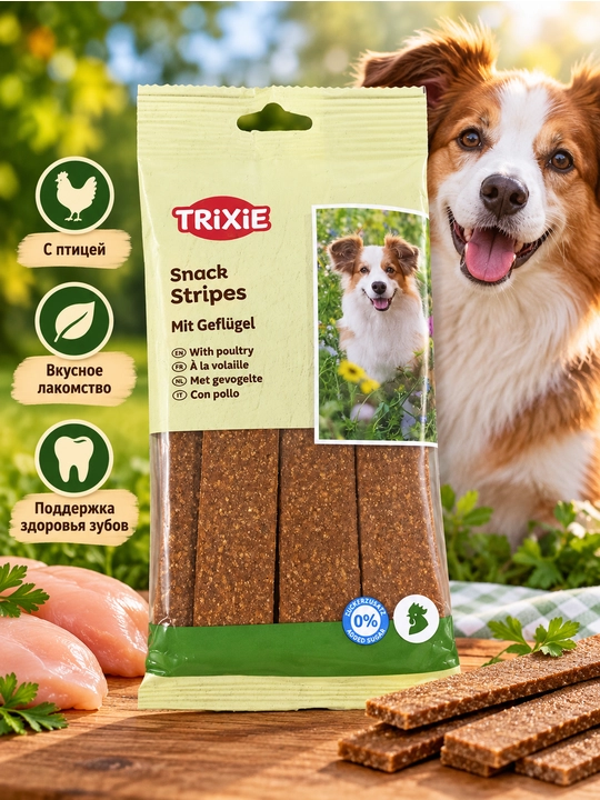 Лакомые полоски Trixie Snack Stripes с птицей для собак