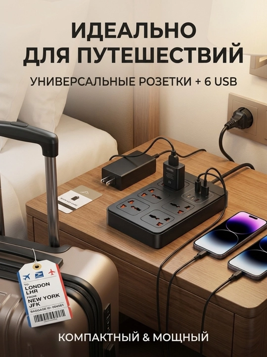 Aqlli tarmoq filtri, elektr uzatma kabeli, pilot rozetka, Type-C va USB port