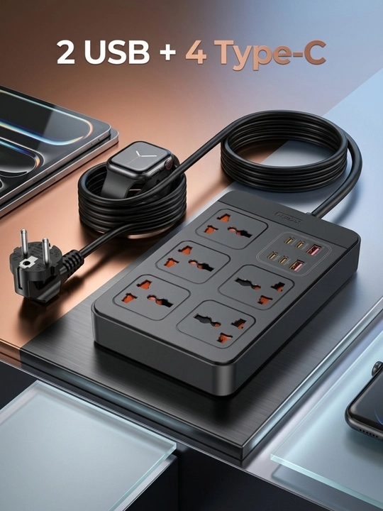 Aqlli tarmoq filtri, elektr uzatma kabeli, pilot rozetka, Type-C va USB port