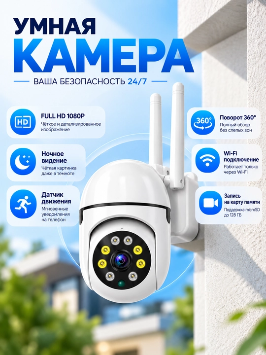 Kuzatuv kamerasi, Aqlli Wi-Fi kamera, 360° Full HD kamera