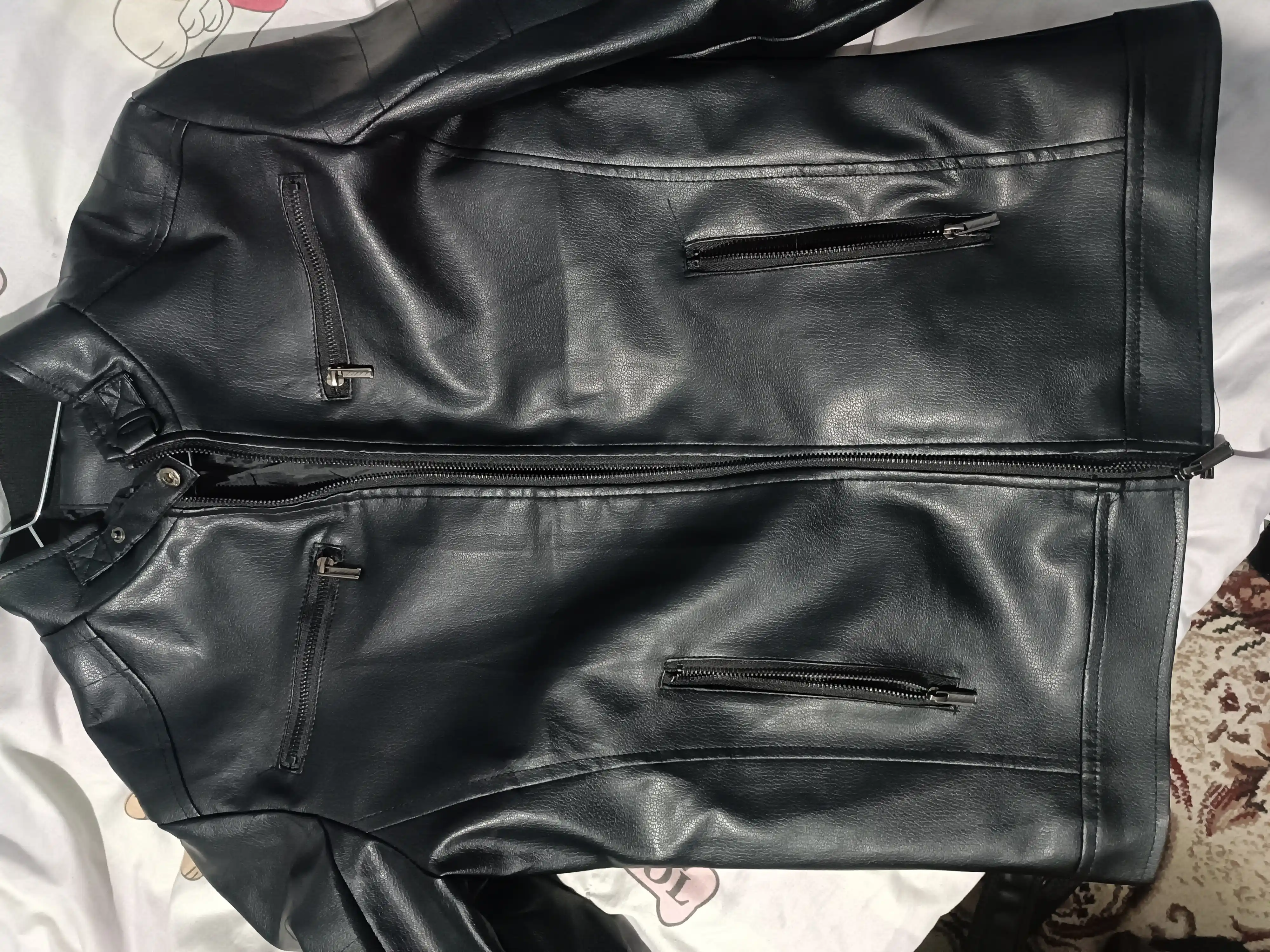 Erkaklar yengil charm kurtka, dermantin, bahor-kuz, Xitoy, ekokoja, klassik, zamokli, qora