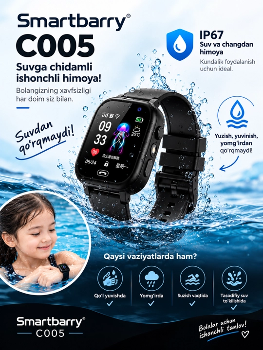 Детские умные часы SmartBarry C005 с SIM-картой, GPS, звонками и SMS