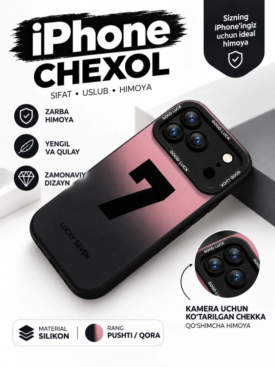 IPhone 14, 15, 16,17 Pro, Max, rangli, silikon chexol - 