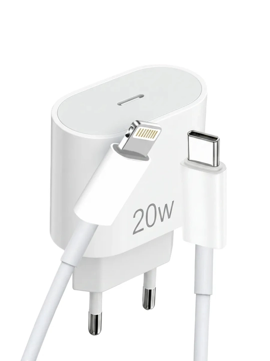 IPhone uchun tez zaryadlovchi 20 Vt, Type-C adapter va Type-C – Lightning kabel to'plami