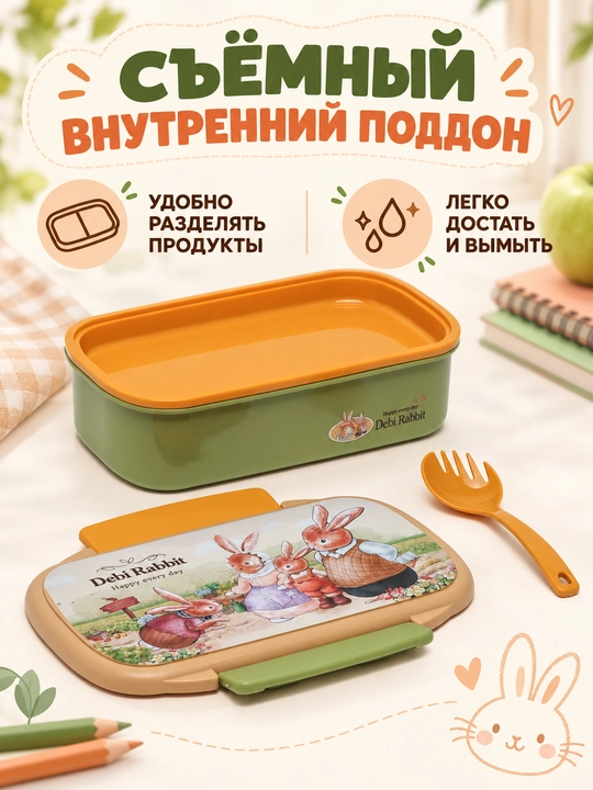 Контейнер для еды Debi Rabbit для детей и школьников, ланч-бокс для школы