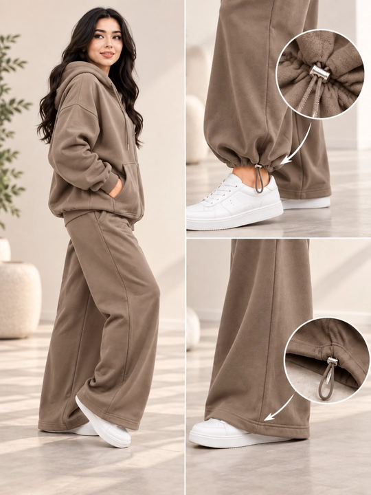 Женский спортивный костюм двойка, оверсайз, теплый костюм с начесом, спартивка на осень - 