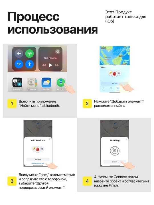 Поисковый Bluetooth-трекер для вещей - совместим с Локатор, аналог AirTag, iOS MFi
