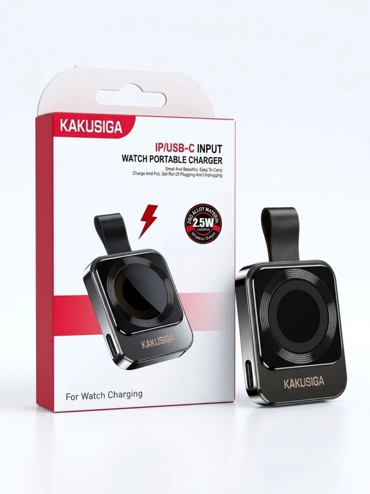 Kakusiga aqlli soat uchun simsiz portativ quvvatlagich 2. 5w type-c/ip qora
