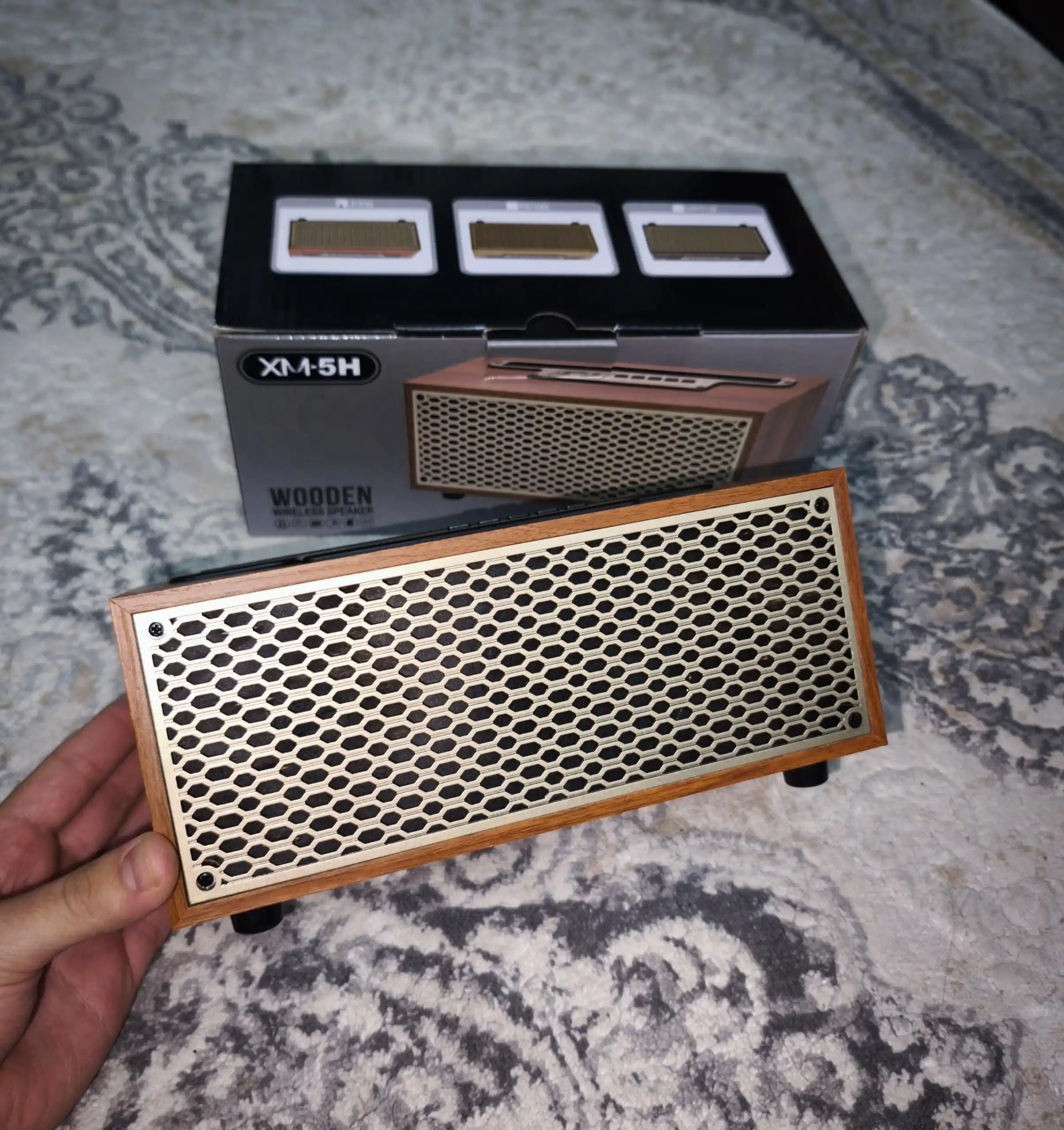 Retro kalonka XM-5H: simsiz bluetooth va FM radioli yog'och akustika, bluetooth kolonkasi