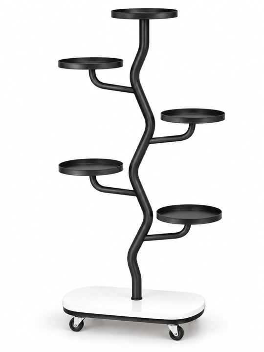 Gul podstavka, ko‘p qavatli metall g‘ildirakli model, 52×25×105 sm
