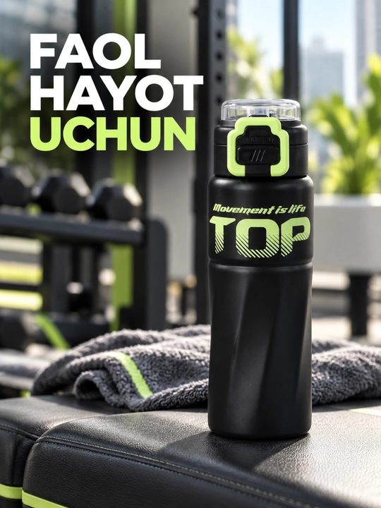 Termos 500 ml shaffof qopqoqli qulflanadigan tugmali zamonaviy dizayn