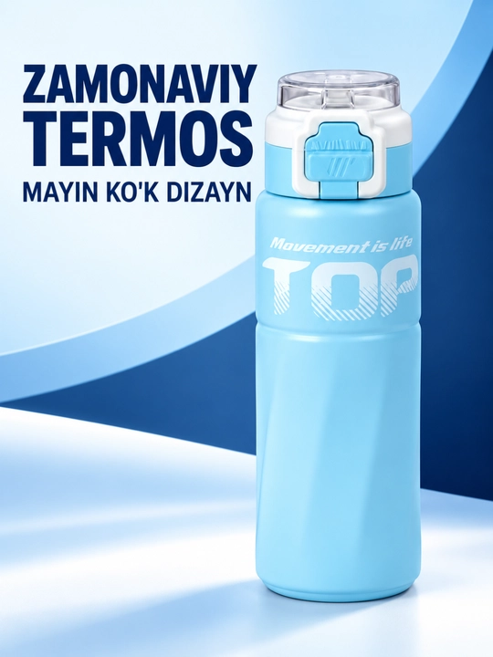 Termos 500 ml shaffof qopqoqli qulflanadigan tugmali zamonaviy dizayn