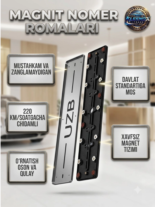 Barcha avto uchun magnitli raqam ramkasi, 10 ta kuchli magnit