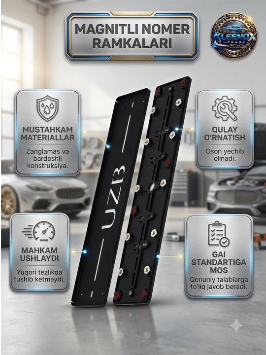Barcha avto uchun magnitli raqam ramkasi, 10 ta kuchli magnit