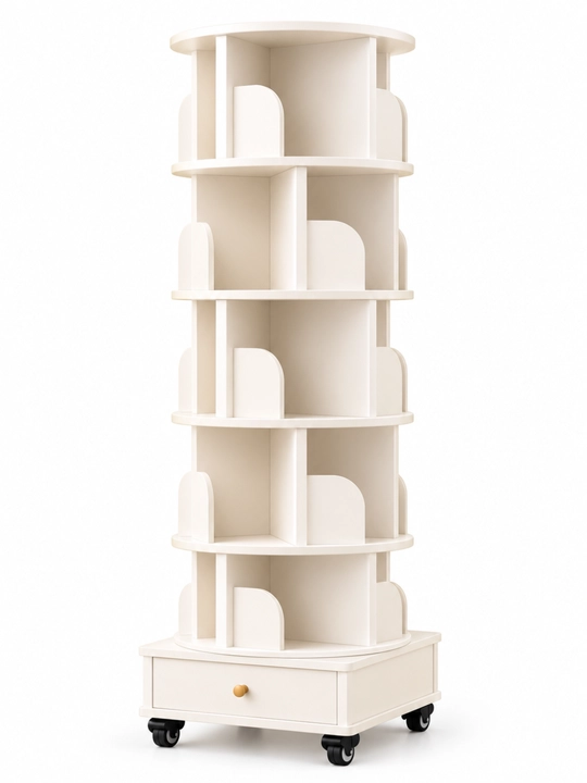 Kitob javoni, 360° aylanuvchi 5 qavatli g‘ildirakli model, 46×46×173 sm