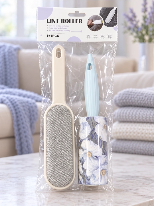Lint Roller jun va tuklarni tozalash to‘plami - rolik va cho‘tka - 