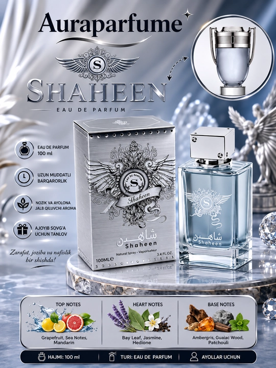 Invictus uslubida SHAHEEN, Erkaklar uchun parfyumlangan suv, 100 ml - 