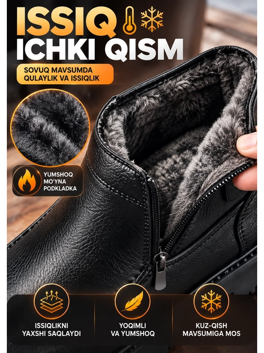 Erkaklar qishki oyoq kiyimlari, qo'nji kalta etiklar