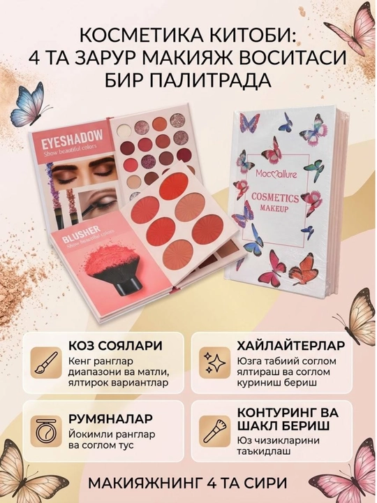 Палетка для макияжа, тени, консилер, румяна, помада, контур, косметика