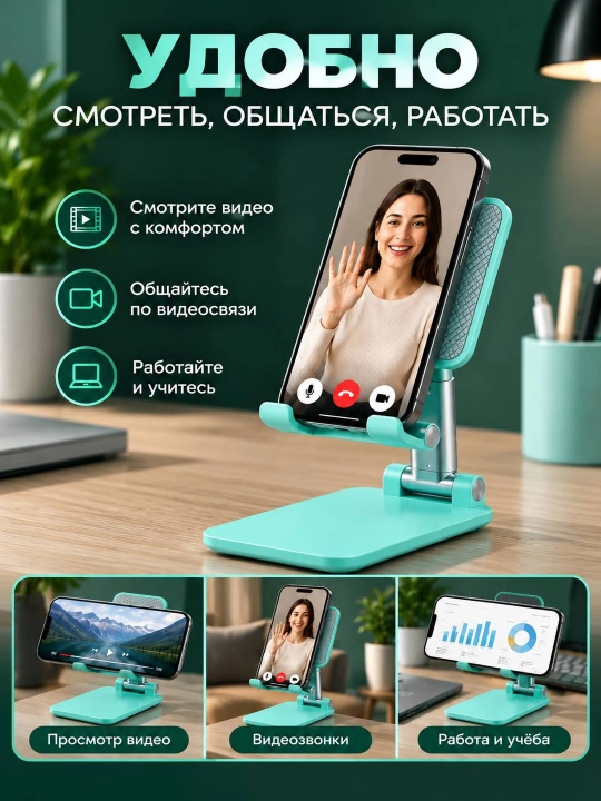 Подставка держатель для телефона и планшета, регулируемая, складная