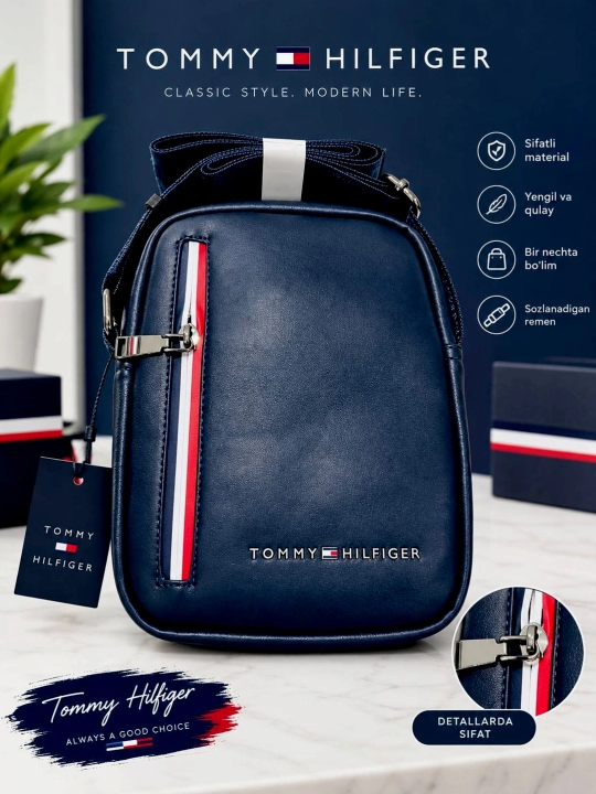 Erkaklar uchun Tommy Hilfiger uslubidagi zamonaviy sumka - 
