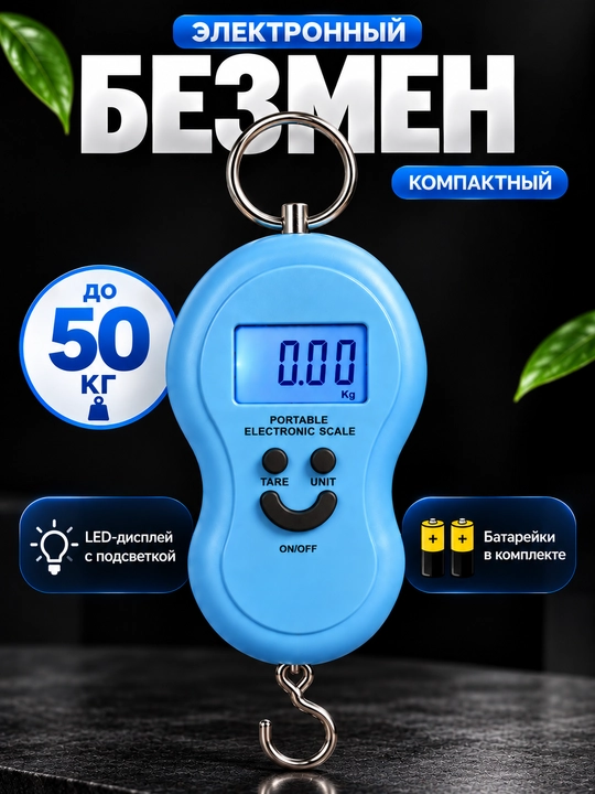 Весы кухонные электронные и портативные до 50 кг, безмен, весы для продуктов и багажа - 