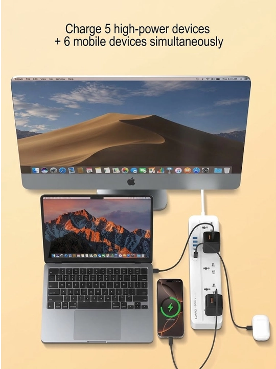 Сетевой фильтр LDNIO SC5614C с 5 розетками и 6 USB (Type-C PD, QC3.0), удлинитель 2м