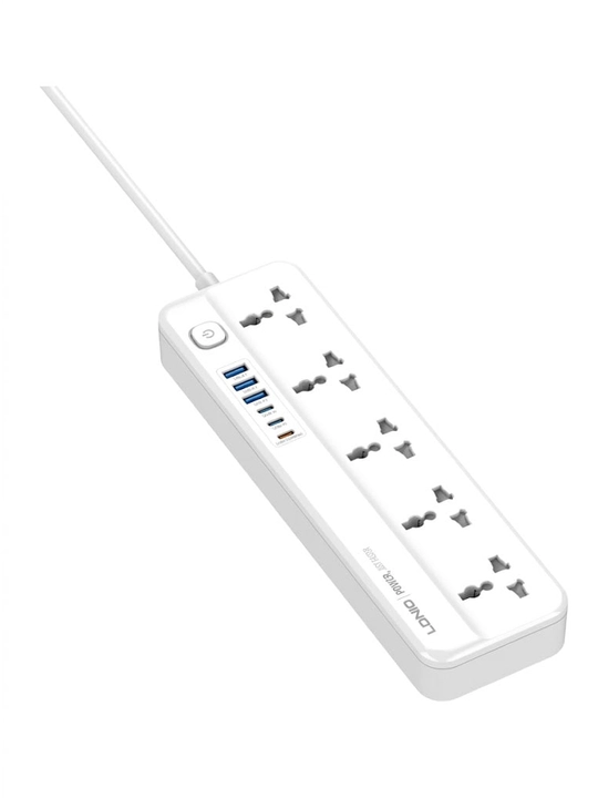 Сетевой фильтр LDNIO SC5614C с 5 розетками и 6 USB (Type-C PD, QC3.0), удлинитель 2м