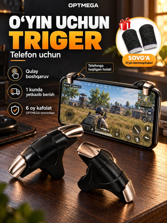 Triggerlar, barmoq uchlari, Pubg, Free Fire, Standoff o‘yinlari uchun, telefon uchun
